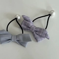 Elastici per capelli con fiocco in seta blu e tweed viola con eleganti perle finte - 8# Elastici con Fiocco Viola (Paio)
