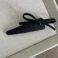 Vintage dunkelgraue gestrickte Haarspange mit schwarzer Kunstlederschleife für Damen - 4# Schwarz Lang Dreieck Schwarz Schleife