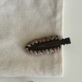 French style knitted acetate bow hair clip with brown and beige woven textures - Khaki (with Khaki Grey Wool/No Bow)