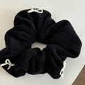 Elegante elastico per capelli in maglia nera con ciondoli a fiocco bianco per capelli - 7# Nero Elastico Bianco Fiocco