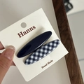 Haarklammern-Set in Blau und kariert mit herzförmigen Entenschnabel-Pins auf Karte - Blaues Langes Oval