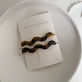 Eleganti mollette per capelli in acetato tartarugato con design ondulato su ceramica - Set da 2 pezzi / Stile Leopardato Scuro