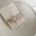 Eleganti mollette per capelli ondulate in acetato crema su base dorata con incisione a mano - Set da 2 pezzi / Stile Marmo Argento Bianco
