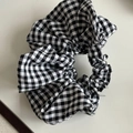 Klassieke zwart-wit geruite scrunchie voor het maken van een elegante lage paardenstaart - 4# Groot Zwart en Wit Ruitjes