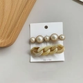French leopard print hair clip set with cream pearls and amber resin chain links - Off-White Chain Artificial Pearl Hair Clip