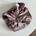 Detailed close-up of mauve velvet scrunchie showing fine stitching and soft texture - Light Purple