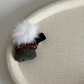 Pince à cheveux de Noël festive avec pompon en peluche blanche et nœud en velours rouge - Style Nœud Vert Boule Blanche