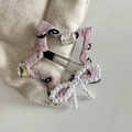 Pince à cheveux étoile rose avec tissu, strass et nœud en perles élégant - Style Étoile / Barrette Nœud Étoile Noir Rose