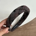 Vintage purple plaid tweed headband with black bow embroidery and handmade label - Thickened Striped Plaid Style / Purple Stripe (Bow)