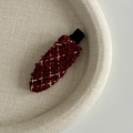 Fermaglio per capelli in tweed bordeaux stile francese con filo dorato su piatto - 2# Righe Rosso Oro