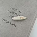 French vintage cream white acetate hair clip with golden Barrette la France lettering - White Curved Spring Clip