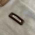 Dunkelbraune Samt-Haarspange in Rechteckform mit elegantem Metallverschluss - Kaffee Rechteck Flocken Haarspange