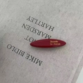 Maillard style dark red hair clip with golden Barrette La France text and glossy finish - Red Curved Spring Clip