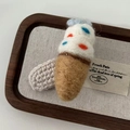 Haarklammer aus braunem Wollfilz für Mädchen mit buntem Eiskrem-Design und Waffel - 4# Weißes Eis