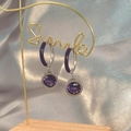 Créoles de style français avec émail violet et zircon sur un support Smile élégant - Style Doré (TL-E0038-purple) / Or-Violet