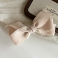 Pink fabric ballet bow hair clip with ruffled edges and spring clamp for elegant styling - Creamy Yellow Bow Hair Clip / Milky Yellow