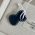 Sweet dark blue hollowed bow hair clip with white ribbon on a jewelry display box - Navy Blue