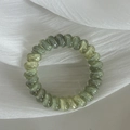 Spiral telephone wire hair tie with green and gray marble gradient pattern on white fabric - 1# Green Gradient Telephone Wire Hair Tie