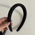 Cerchietto imbottito vintage con motivo a pois rossi su tessuto di raso nero - Cerchietto Nero Pois Rossi (7#2CM)
