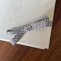 Elegant grey hair scrunchie with black polka dots and lace trim bow hair accessory - 6# Gray Polka Dot Bow