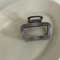 Detail of grey ink-pattern acetate hair claw clip with frosted rectangular frame - Grey Small Square Claw Clip