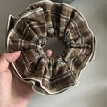 Grand chouchou à carreaux marron avec bords crème pour coiffure rétro française - Style Plaid Khaki (2#卡其白条纹发圈)