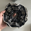Chouchou géant à carreaux noirs et blancs avec bordure blanche pour femmes - Style Plaid Noir (1#黑色条纹发圈)