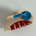 Cheese style hair claw clip in beige and red with blue button detail decoration - Milk White Red