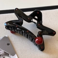 Star shaped black hair claw clip with red polka dots and large red pearl accents - Star Style / Large (13CM) / Black Red Dot Star Red Pearl
