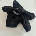 Black satin hair claw clip with red polka dot bow and small silver metal pendant - Black Flower Polka Dot Claw Clip (9#)