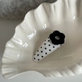 Fermaglio per capelli in tessuto bianco a pois con un fiore floccato nero - Stile Fiore Nero (1# Fermaglio Bianco Pois Neri Fiore Nero)