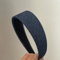Classic dark blue denim wide headband with white twill texture and non-slip lining - 2# Dark Blue (4cm)