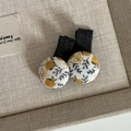 Paire de barrettes à boutons en tissu floral avec motifs d'agrumes orange et fleurs jaunes - 13# Pince à Cheveux Boule Blanche Fleur Jaune (Paire)
