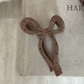 Pince à cheveux élégante beige à pois noirs avec nœud pour accessoires de coiffure - Nœud Marron Pois Noirs