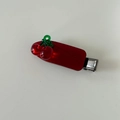 Translucent red cherry hair clip with silver metal duckbill base for women and girls - Water Drop Cherry Duckbill Clip