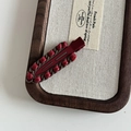 Retro bordeaux lederen geweven haarclip in Franse vintage stijl voor damesmode - Khaki Eendenbekclip Rode Streep
