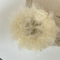 White fluffy faux fur scrunchie with soft knit texture for hair ponytail styling - White Plush Scrunchie