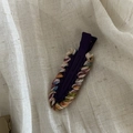 Handmade woven woolen hair clip with colorful yarn wrap on purple metal hair pin - Black Duckbill Clip White Green Blue Yarn