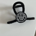 Pinza para el pelo negra brillante con un elegante diseño de carita sonriente a cuadros - 4# Pinza de Pelo Negra Smiley de Cuadros Pequeña