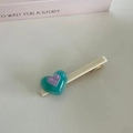Sweet white duckbill hair clip featuring layered green and purple resin heart charms - 17# Blue Heart White Clip