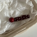 Pasador de pelo rojo con lunares y decoración de perla para mujer en papel blanco - Irregular Rojo Vino Lunares Con Perla Roja (10#)