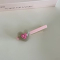 Pink hairpin with grey resin heart and nested small pink heart on a metal clip base - 16# Pink Clip Gray Heart