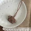 Détail de collier chiot en tissu fait main pour filles avec dentelle et texture lin - Chiot Kaki (5#)