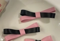 Rosaroter und schwarzer zweifarbiger Haarclip mit feiner Ledertextur für Damen - Rosa Und Schwarz Schleife (5#)