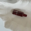 Vintage checkered metal hair clip with wavy burgundy base on white ceramic tray - 2# Wine Red Checkered Duckbill Clip