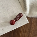 Pinza para el pelo vintage roja con lunares blancos y diseño asimétrico de mujer - Gota Rojo Vino Lunares Con Perla Roja (7#)
