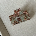 Detail of acetate claw clip featuring marble texture and gold Baguette La France text - 1# Green Coffee Texture Square Claw Clip