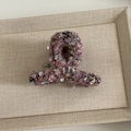 Dettaglio macro della grande pinza per capelli in tweed rosa con paillettes su sfondo - 5# Rosa Coreano Piccolo Croce Clip per Capelli