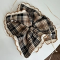 Elastici per capelli scozzesi marroni con pizzo e fiocco elegante decorato con perle - Black Khaki Stripe