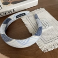 Serre-tête en tweed à carreaux bleu et beige avec étiquette fait main élégante - Serre-tête / Serre-tête Texture Bleu